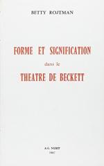 Forme et signification dans le théâtre de S. Beckett